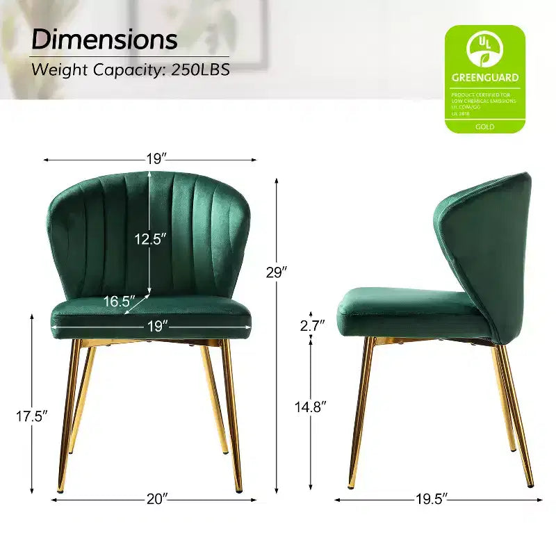 Emma Side Chair with Metal Legs for Living Room and Bedroom Velvet Accent Chair| KARAT HOME