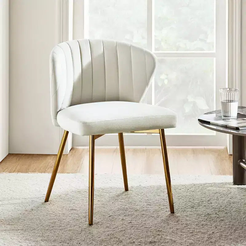 Emma Side Chair with Metal Legs for Living Room and Bedroom Velvet Accent Chair| KARAT HOME