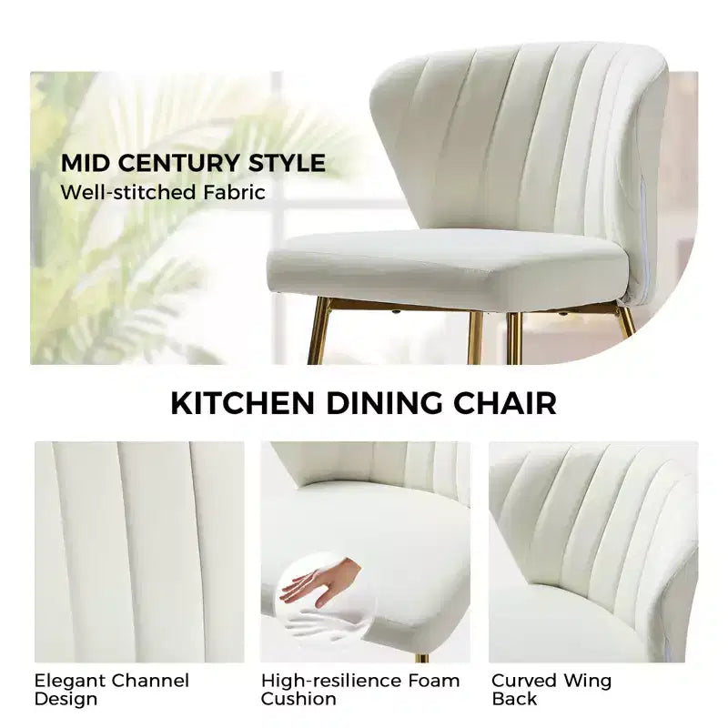 Emma Side Chair with Metal Legs for Living Room and Bedroom Velvet Accent Chair| KARAT HOME