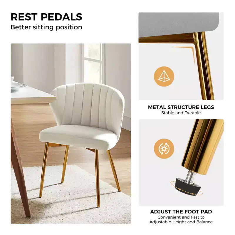 Emma Side Chair with Metal Legs for Living Room and Bedroom Velvet Accent Chair| KARAT HOME