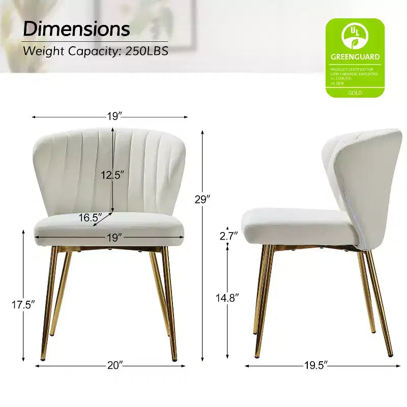 Emma Side Chair with Metal Legs for Living Room and Bedroom Velvet Accent Chair| KARAT HOME
