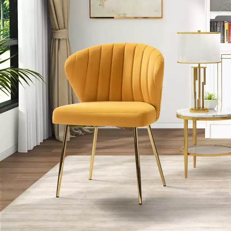Emma Side Chair with Metal Legs for Living Room and Bedroom Velvet Accent Chair| KARAT HOME