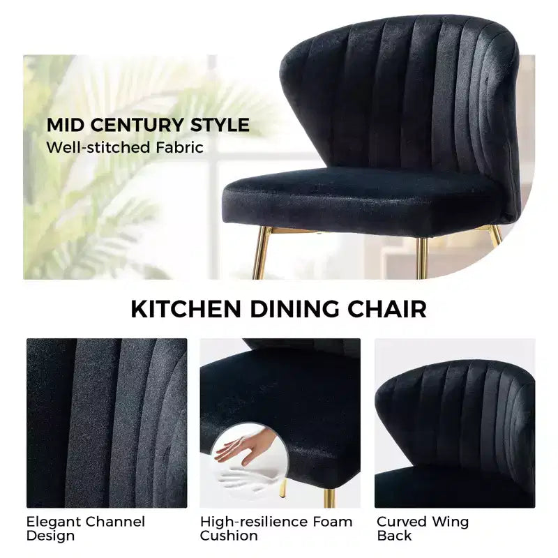 Emma Side Chair with Metal Legs for Living Room and Bedroom Velvet Accent Chair| KARAT HOME