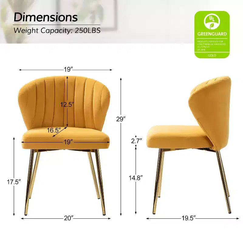 Emma Side Chair with Metal Legs for Living Room and Bedroom Velvet Accent Chair| KARAT HOME