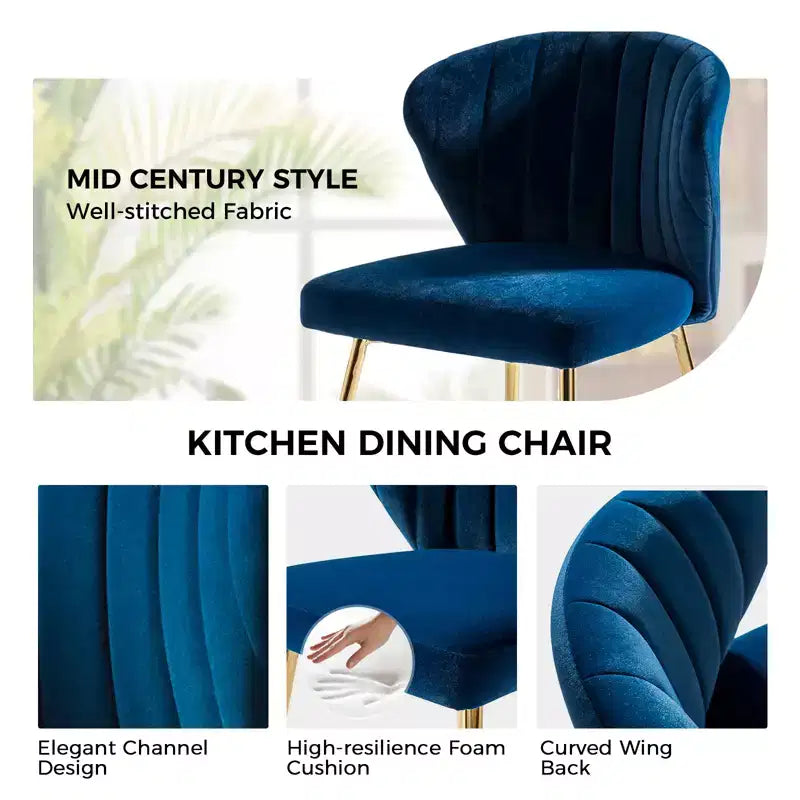 Emma Side Chair with Metal Legs for Living Room and Bedroom Velvet Accent Chair| KARAT HOME
