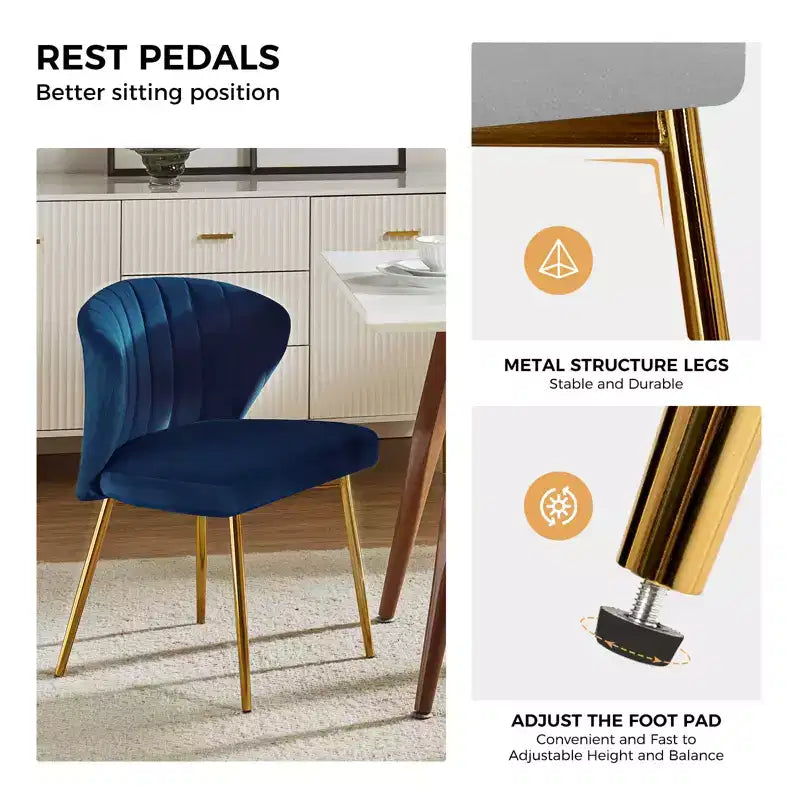 Emma Side Chair with Metal Legs for Living Room and Bedroom Velvet Accent Chair| KARAT HOME