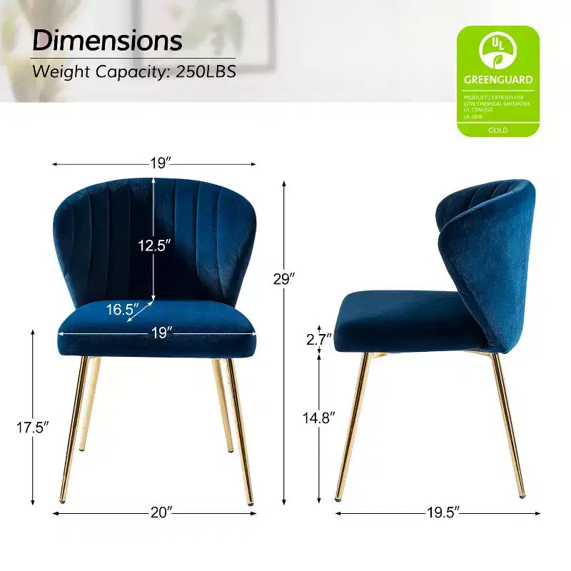 Emma Side Chair with Metal Legs for Living Room and Bedroom Velvet Accent Chair| KARAT HOME
