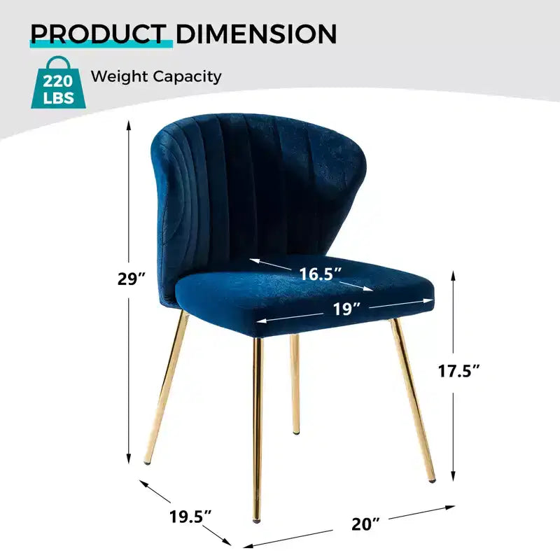Emma Side Chair with Metal Legs for Living Room and Bedroom Velvet Accent Chair| KARAT HOME