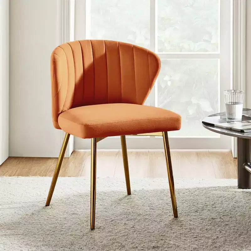Emma Side Chair with Metal Legs for Living Room and Bedroom Velvet Accent Chair| KARAT HOME