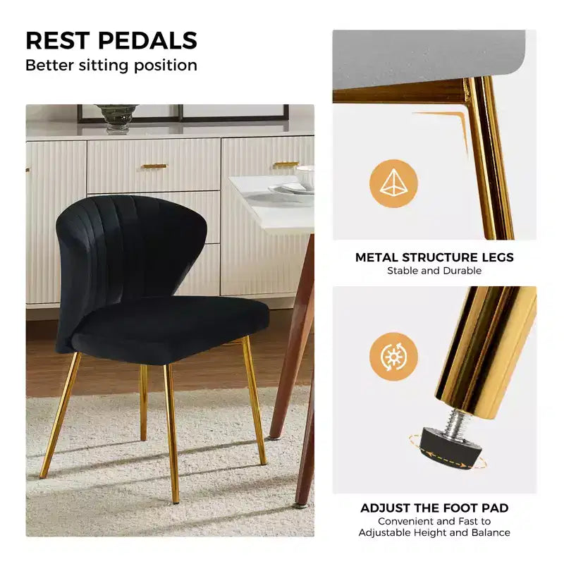 Emma Side Chair with Metal Legs for Living Room and Bedroom Velvet Accent Chair| KARAT HOME