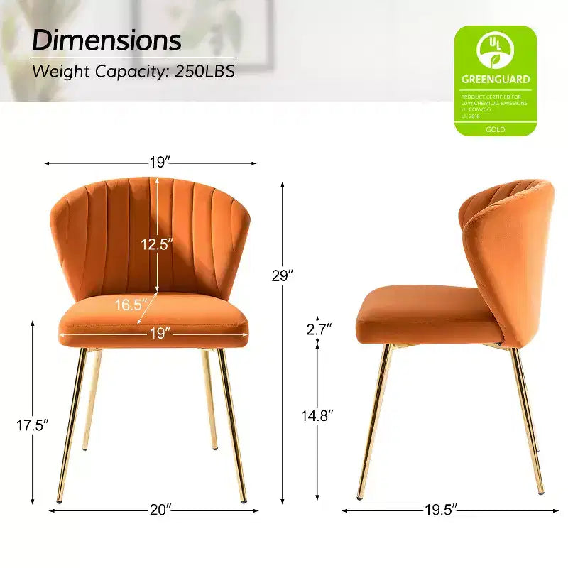 Emma Side Chair with Metal Legs for Living Room and Bedroom Velvet Accent Chair| KARAT HOME