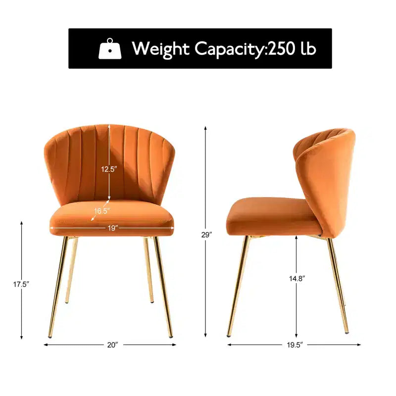Emma Side Chair with Metal Legs for Living Room and Bedroom Velvet Accent Chair| KARAT HOME