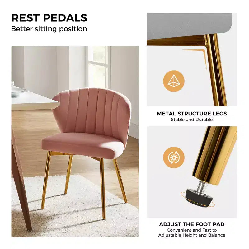 Emma Side Chair with Metal Legs for Living Room and Bedroom Velvet Accent Chair| KARAT HOME