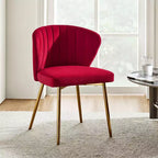 Emma Side Chair with Metal Legs for Living Room and Bedroom Velvet Accent Chair| KARAT HOME