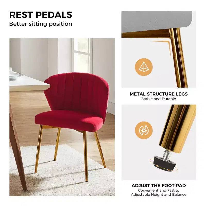 Emma Side Chair with Metal Legs for Living Room and Bedroom Velvet Accent Chair| KARAT HOME