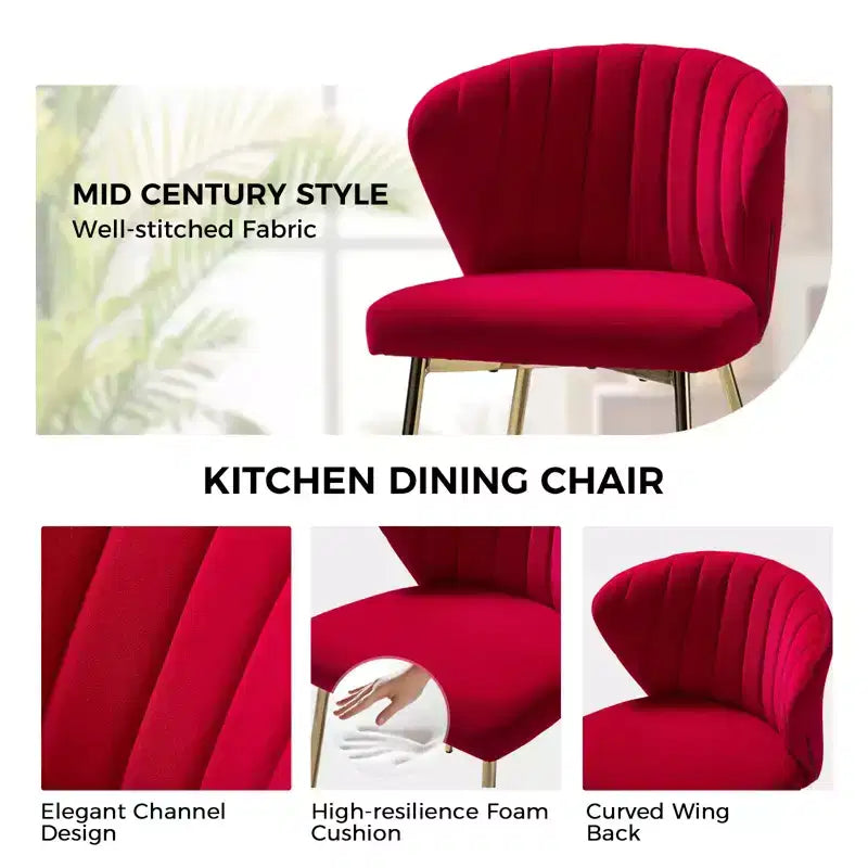 Emma Side Chair with Metal Legs for Living Room and Bedroom Velvet Accent Chair| KARAT HOME