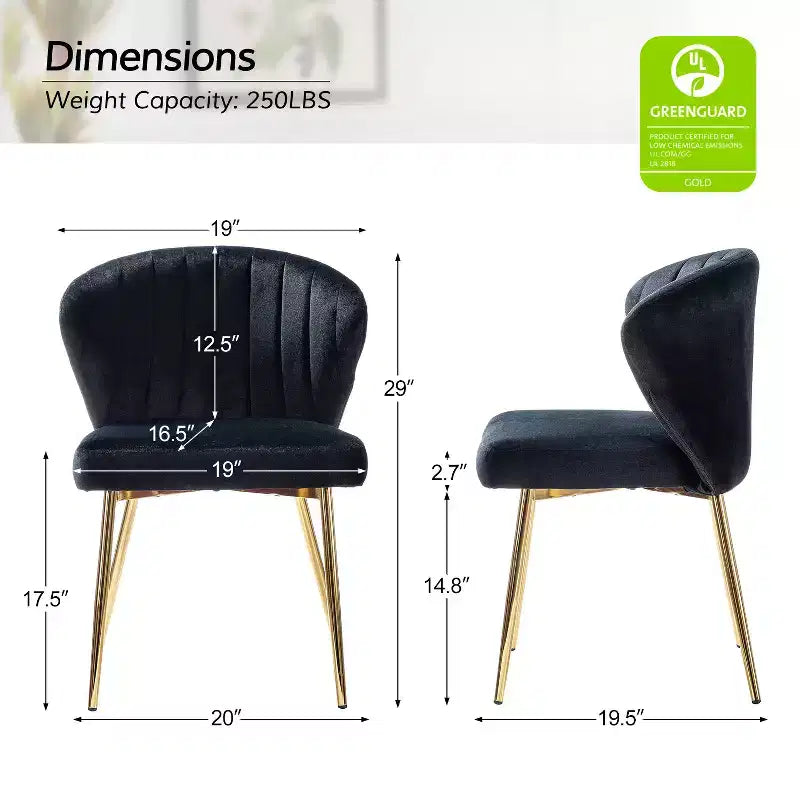 Emma Side Chair with Metal Legs for Living Room and Bedroom Velvet Accent Chair| KARAT HOME