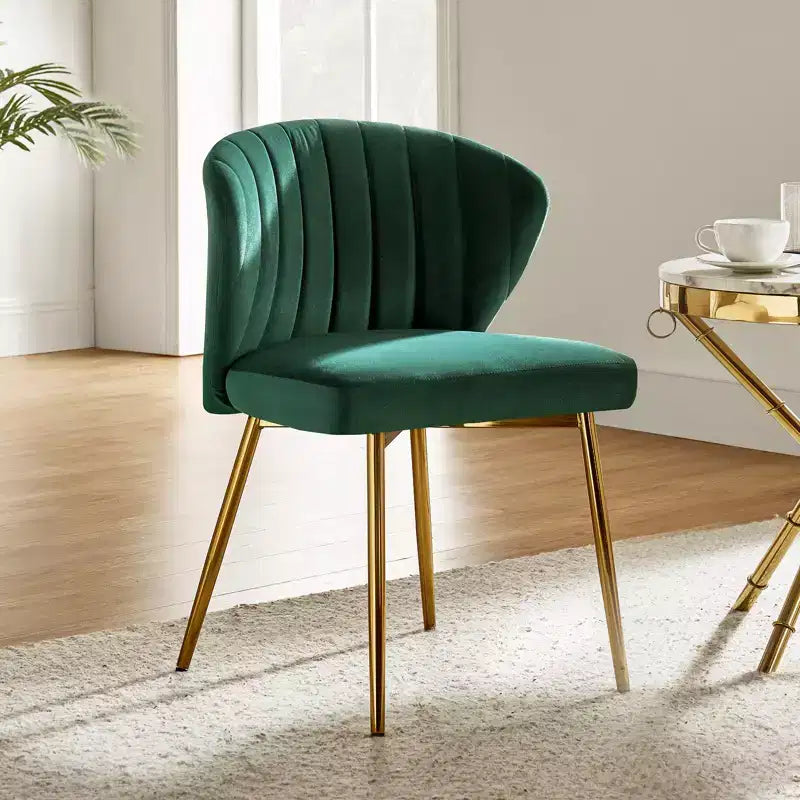 Emma Side Chair with Metal Legs for Living Room and Bedroom Velvet Accent Chair| KARAT HOME
