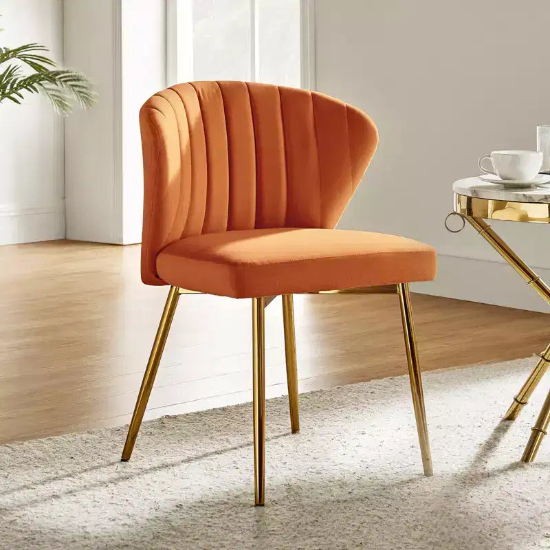 Emma Side Chair with Metal Legs for Living Room and Bedroom Velvet Accent Chair| KARAT HOME