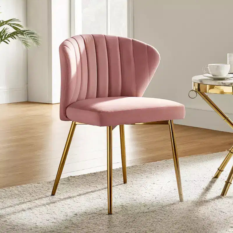 Emma Side Chair with Metal Legs for Living Room and Bedroom Velvet Accent Chair| KARAT HOME