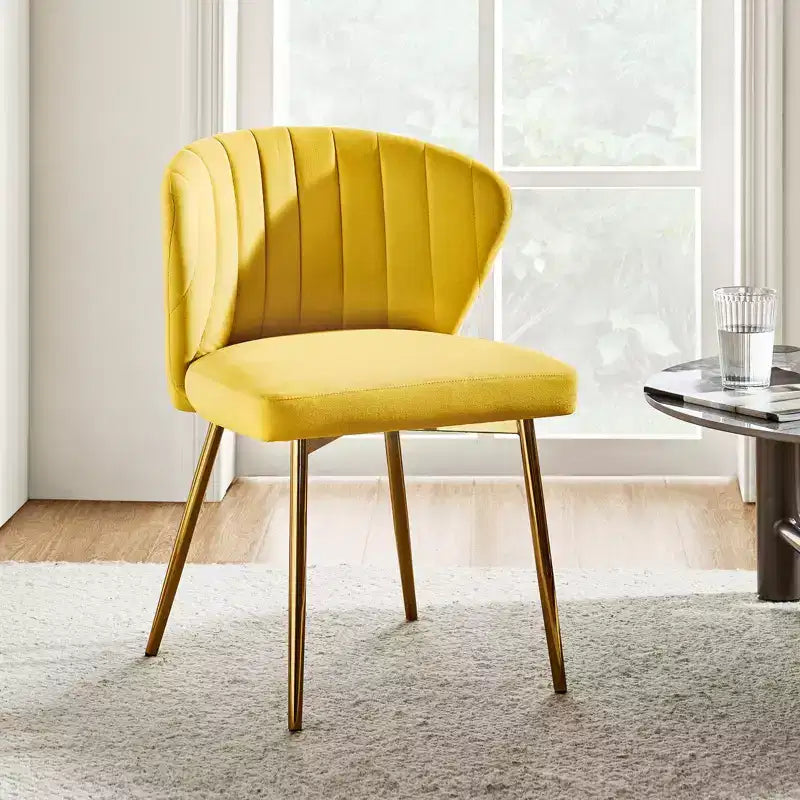 Emma Side Chair with Metal Legs for Living Room and Bedroom Velvet Accent Chair| KARAT HOME