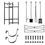 Costway Rastrelliera Portalegna 36'' con Set 4 Utensili e Supporti per Accendifuoco per Interno Esterno