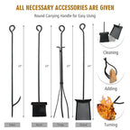 Costway Rastrelliera Portalegna 36'' con Set 4 Utensili e Supporti per Accendifuoco per Interno Esterno