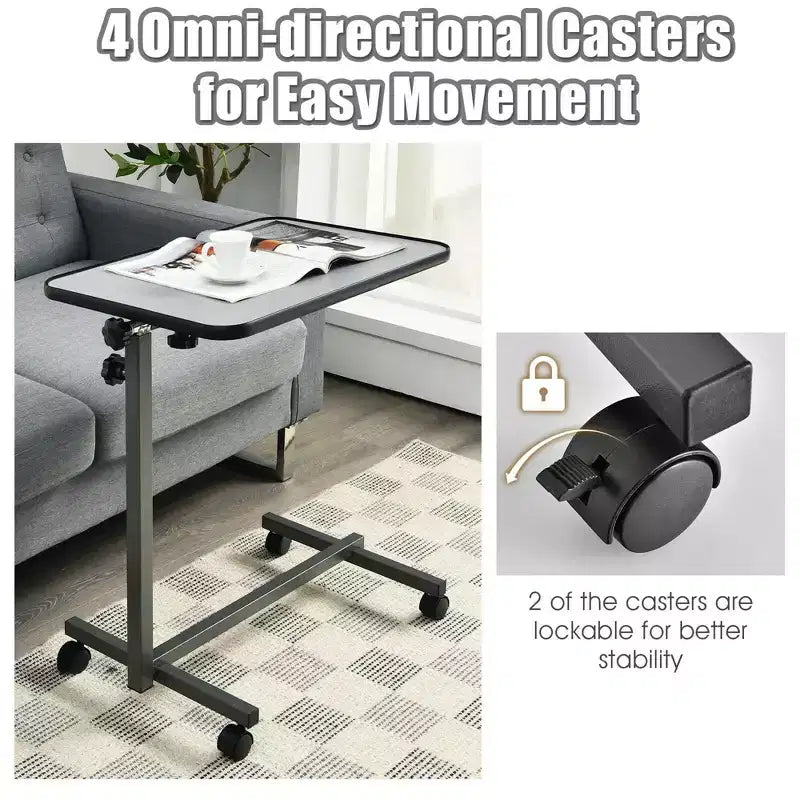 Tavolo Costway con ruote da letto per laptop con piano inclinabile Grigio