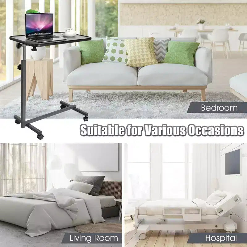 Tavolo Costway con ruote da letto per laptop con piano inclinabile Grigio