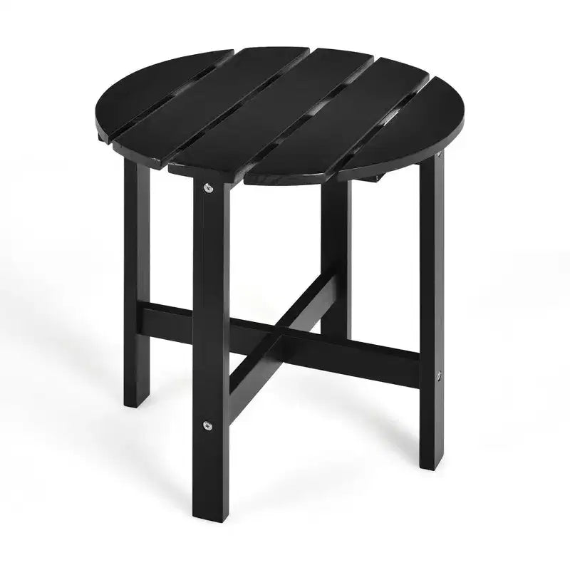Costway Tavolino da caffè rotondo da 18'' per patio con doghe in legno per giardino e terrazza
