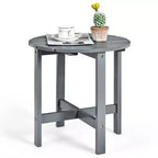 Costway Tavolino da caffè rotondo da 18'' per patio con doghe in legno per giardino e terrazza