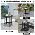 Costway Tavolino da caffè rotondo da 18'' per patio con doghe in legno per giardino e terrazza