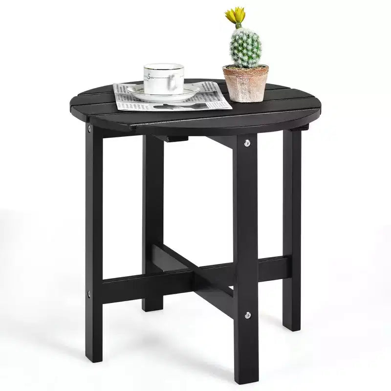 Costway Tavolino da caffè rotondo da 18'' per patio con doghe in legno per giardino e terrazza