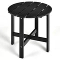 Costway 18'' Patio Round Side End Coffee Table Wooden Slat Garden Deck