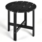 Costway 18'' Patio Round Side End Coffee Table Wooden Slat Garden Deck