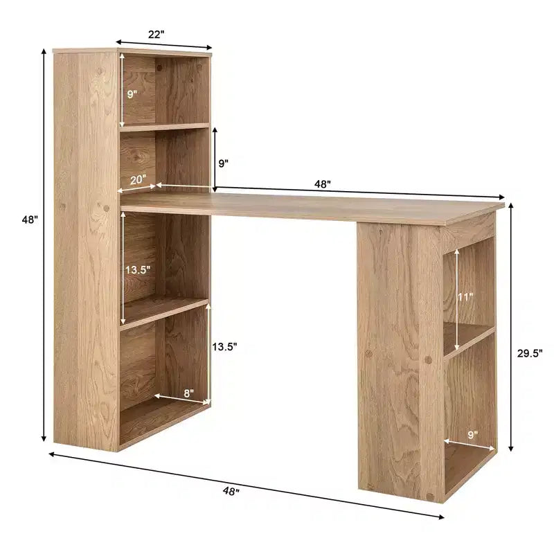 Scrivania per computer Costway Workstation da ufficio con 6 ripiani di archiviazione bianco/nero