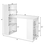 Scrivania per computer Costway Workstation da ufficio con 6 ripiani di archiviazione bianco/nero
