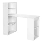 Scrivania per computer Costway Workstation da ufficio con 6 ripiani di archiviazione bianco/nero