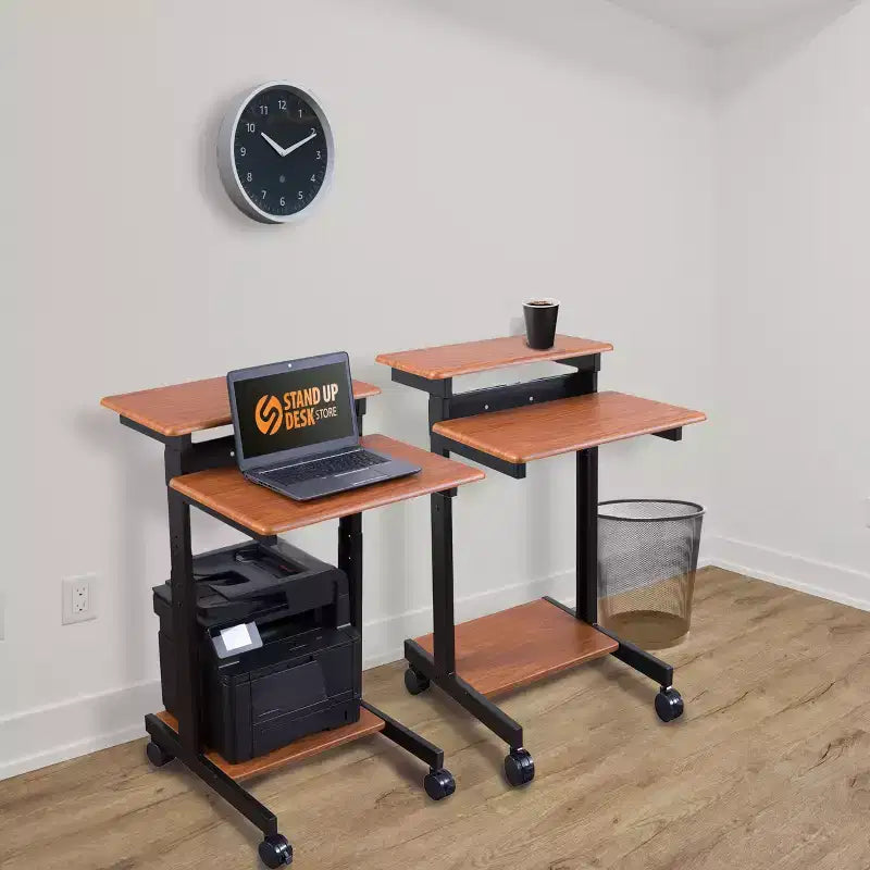 Stand Up Desk Store Scrivania regolabile con rotelle a due livelli per workstation computer
