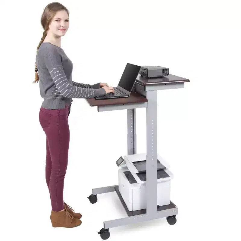Stand Up Desk Store Scrivania regolabile con rotelle a due livelli per workstation computer