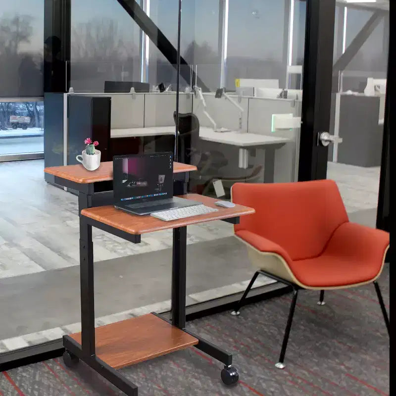 Stand Up Desk Store Scrivania regolabile con rotelle a due livelli per workstation computer