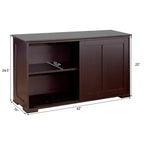 Costway Credenza da Cucina Mobile Contenitore Armadio da Buffet Legno Porte Scorrevoli Dispensa Nero/Grigio/Marrone/Bianco