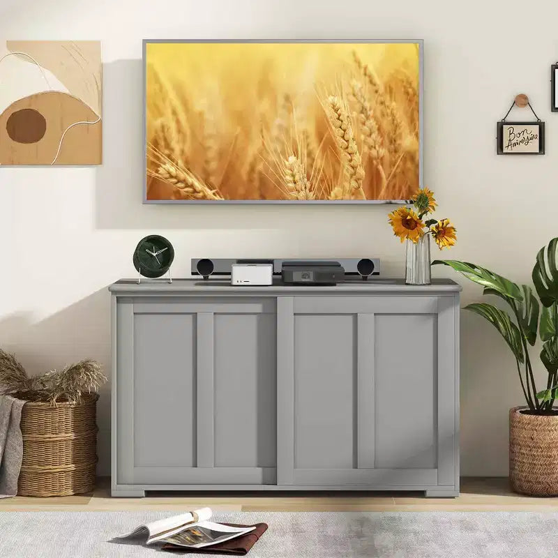 Costway Credenza da Cucina Mobile Contenitore Armadio da Buffet Legno Porte Scorrevoli Dispensa Nero/Grigio/Marrone/Bianco