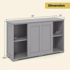 Costway Credenza da Cucina Mobile Contenitore Armadio da Buffet Legno Porte Scorrevoli Dispensa Nero/Grigio/Marrone/Bianco
