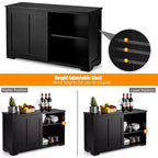 Costway Credenza da Cucina Mobile Contenitore Armadio da Buffet Legno Porte Scorrevoli Dispensa Nero/Grigio/Marrone/Bianco