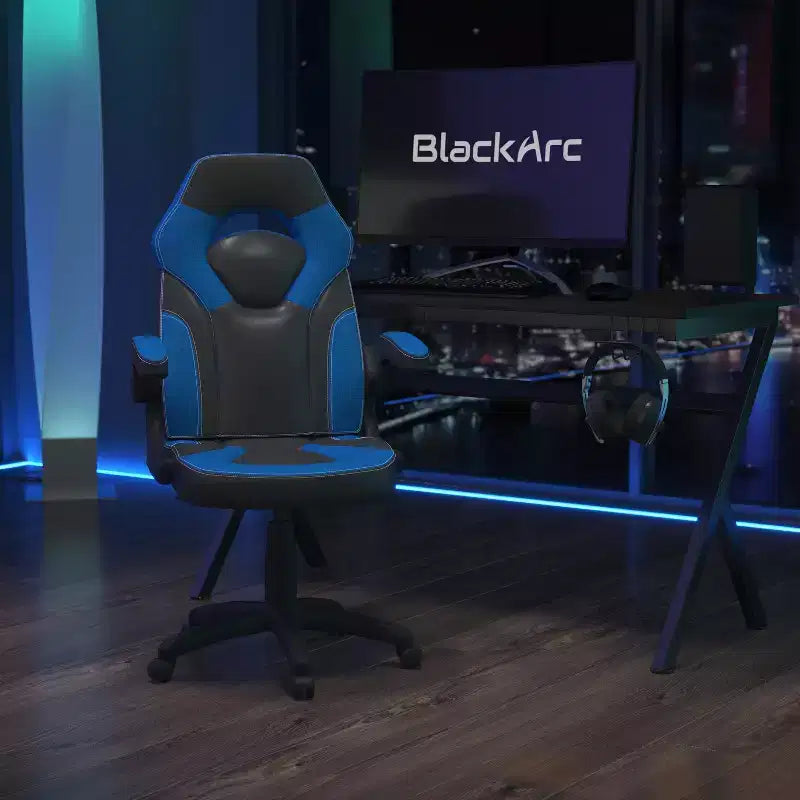 Sedia da gaming BlackArc High Back con rivestimento in similpelle, sedile girevole regolabile in altezza e braccioli imbottiti ribaltabili