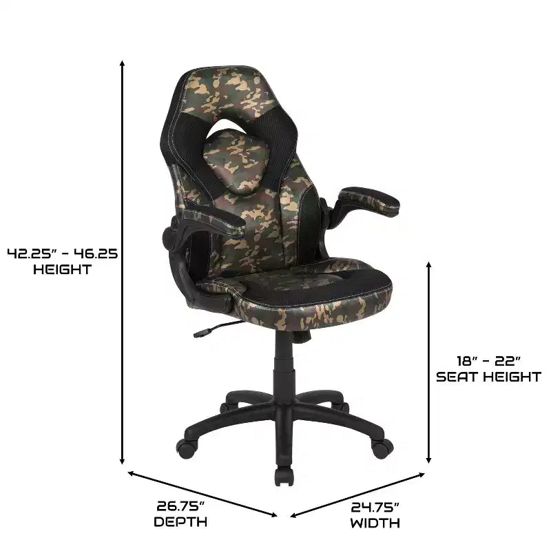 Sedia da gaming BlackArc High Back con rivestimento in similpelle, sedile girevole regolabile in altezza e braccioli imbottiti ribaltabili