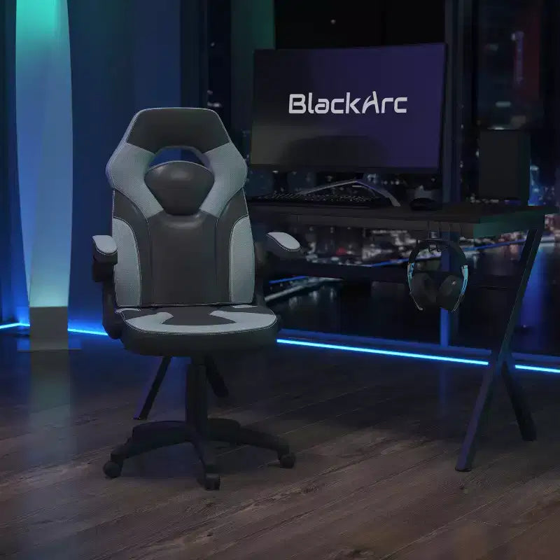 Sedia da gaming BlackArc High Back con rivestimento in similpelle, sedile girevole regolabile in altezza e braccioli imbottiti ribaltabili