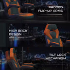 Sedia da gaming BlackArc High Back con rivestimento in similpelle, sedile girevole regolabile in altezza e braccioli imbottiti ribaltabili