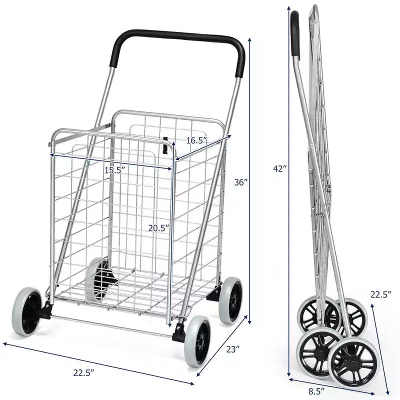 Costway Carrello Pieghevole per la Spesa Carrello Utilità Portatile per Spesa Lavanderia Viaggi